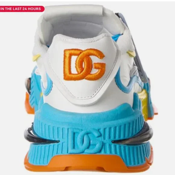 【関税＆送料込み】Dolce & Gabbana 'Airmaster' White Calf L Mesh Airmaster sneakers with Dolce&Gabbana logo print in